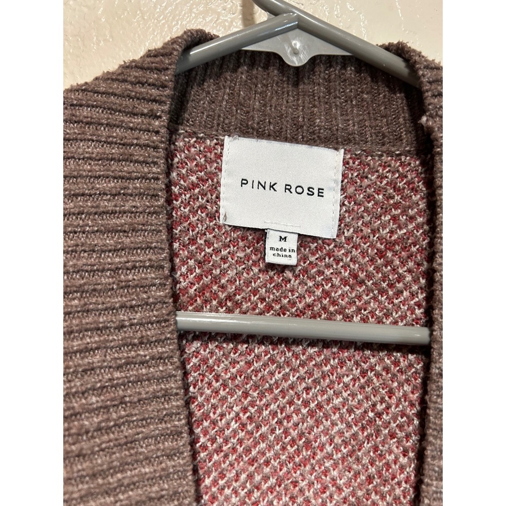 PINK ROSE Aztec Geometric Knit Cardigan‎ Sweater Brown Red White Size M - Picture 3 of 4